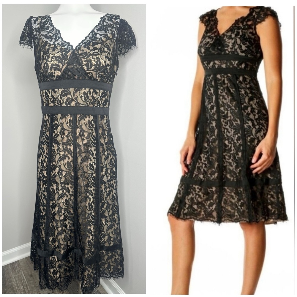 LOFT Black Lace Midi Dress - PRELOVED -2